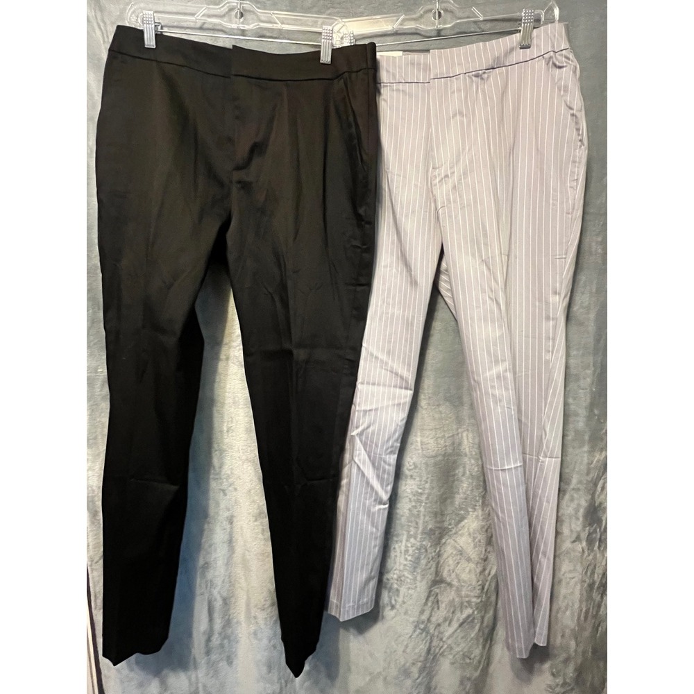 Esmara 2 Pair Pants Lot EU 42 44 Black Gray Pinstripe Stretch Ankle NWT